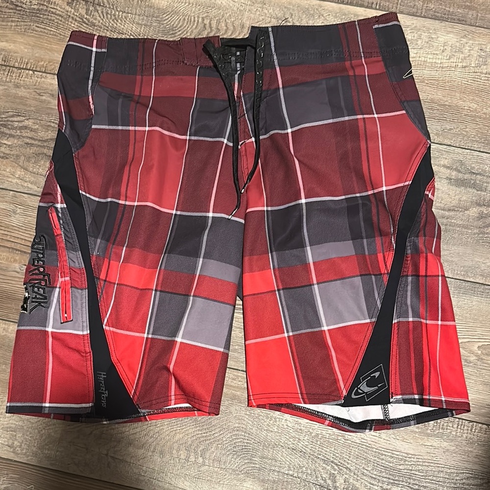 O'Neill Red and Black Board Shorts Swimwear
